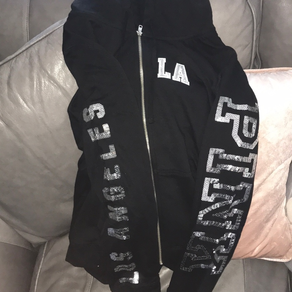 NWT Exclusive PINK “LA” Bling Zip Up Sweatshirt